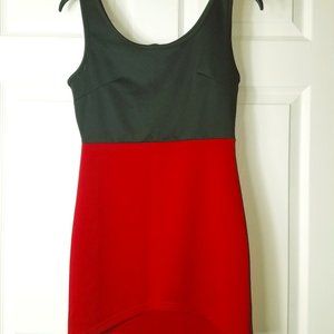 Red and Black Sleeveless Mini Dress